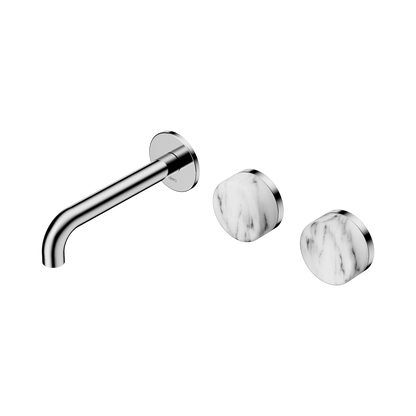 Serenity Wall Basin Set 160mm Offset Spout With Arabescato Corchia Handle Chrome