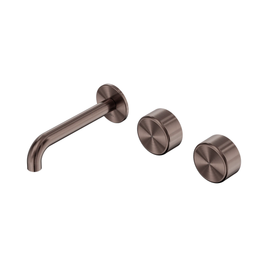 Serenity Wall Basin Set 160mm Offset Spout With Metal Handle Brushed Bronze
