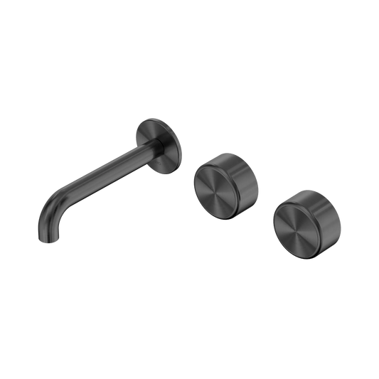 Serenity Wall Basin Set 160mm Offset Spout With Metal Handle Gun Metal
