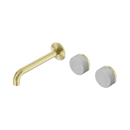 Serenity Wall Basin Set 185mm Offset Spout With Carrara Handle Brushed Gold