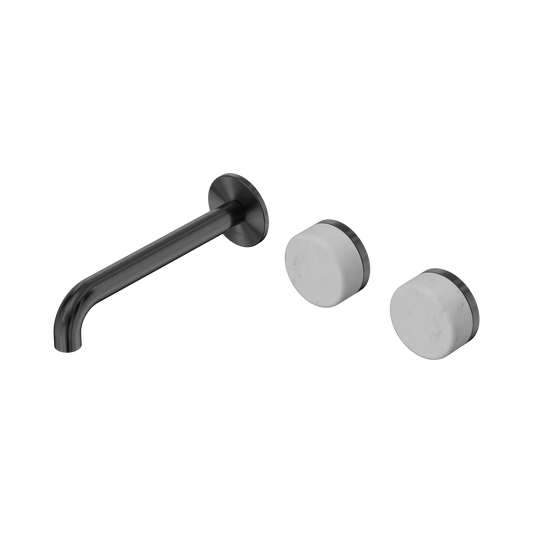 Serenity Wall Basin Set 185mm Offset Spout With Carrara Handle Gun Metal