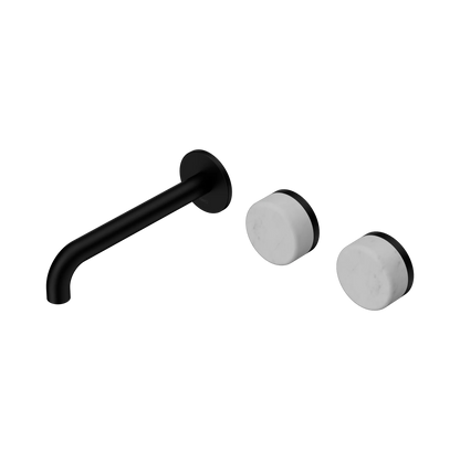 Serenity Wall Basin Set 185mm Offset Spout With Carrara Handle Matte Black