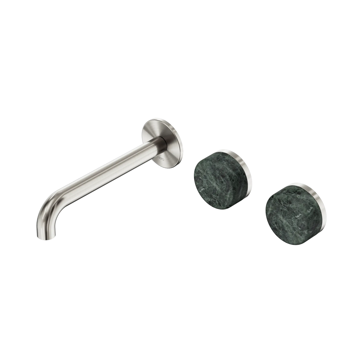 Serenity Wall Basin Set 185mm Offset Spout With Verde Alpi Handle Brushed Nickel