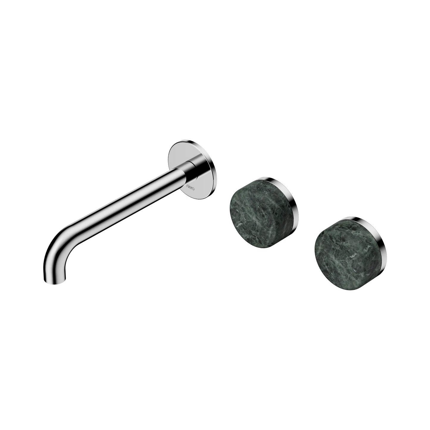 Serenity Wall Basin Set 185mm Offset Spout With Verde Alpi Handle Chrome