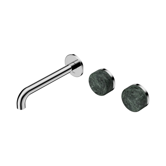 Serenity Wall Basin Set 185mm Offset Spout With Verde Alpi Handle Chrome