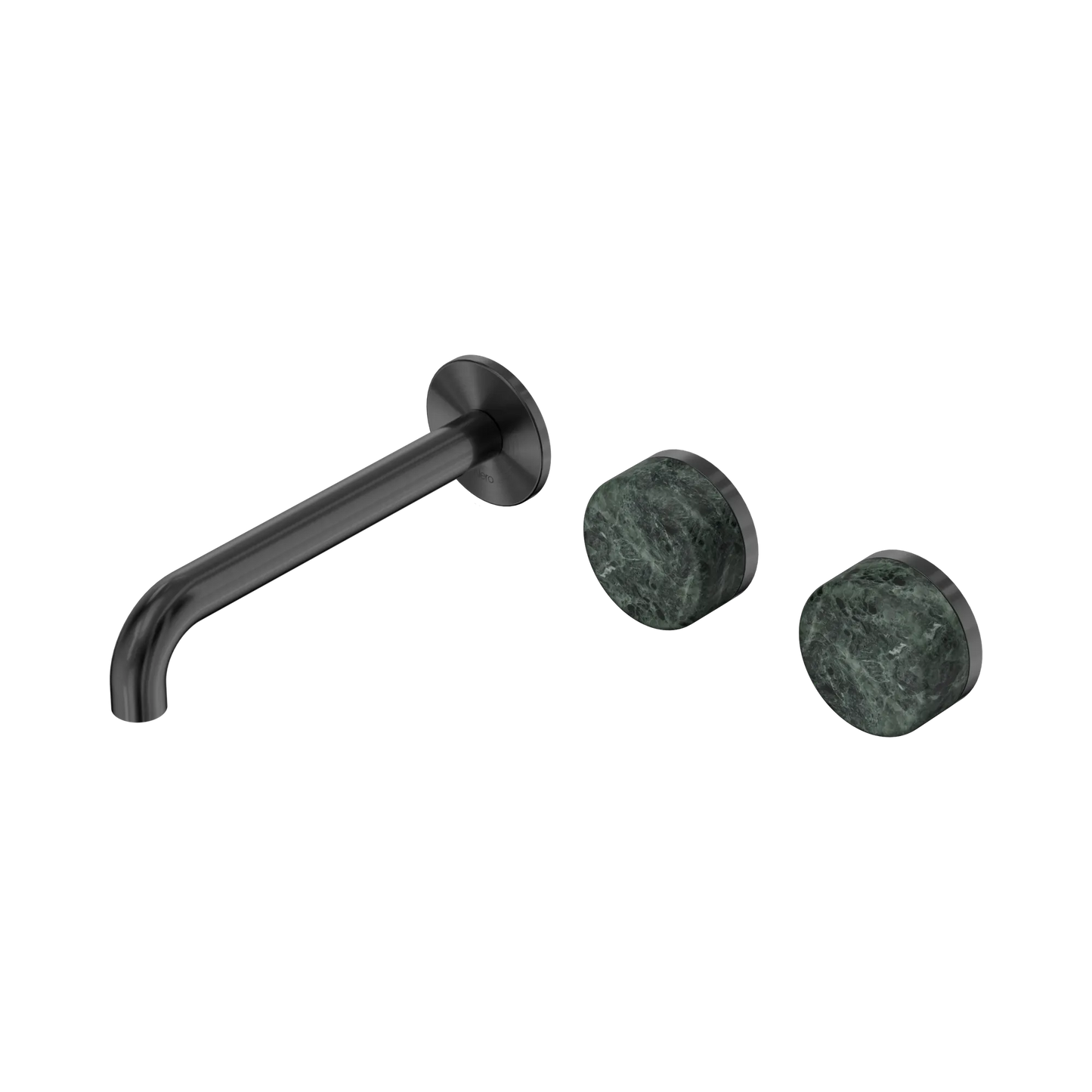 Serenity Wall Basin Set 185mm Offset Spout With Verde Alpi Handle Gun Metal