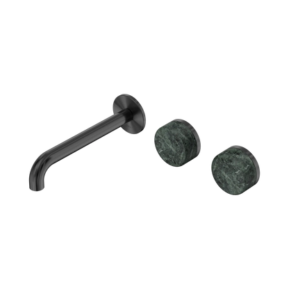 Serenity Wall Basin Set 185mm Offset Spout With Verde Alpi Handle Gun Metal