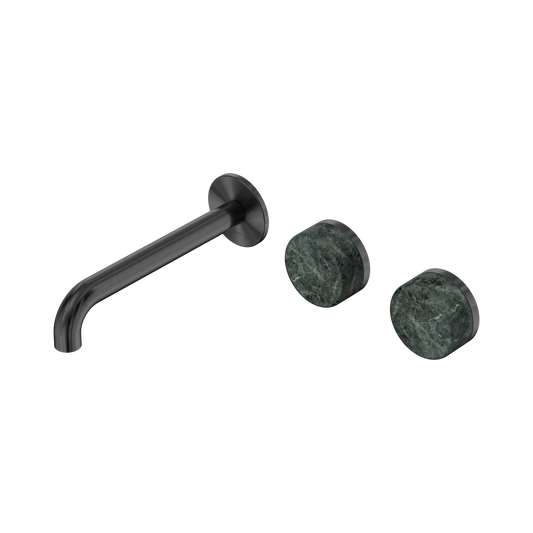 Serenity Wall Basin Set 185mm Offset Spout With Verde Alpi Handle Gun Metal