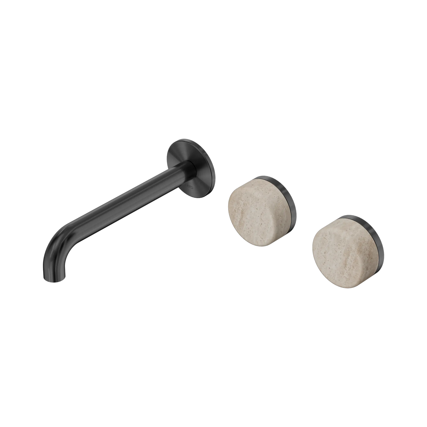 Serenity Wall Basin Set 185mm Offset Spout With Rome Travertine Handle Gun Metal