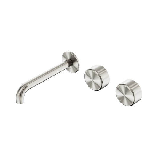 Serenity Wall Basin Set 185mm Offset Spout With Metal Handle Brushed Nickel