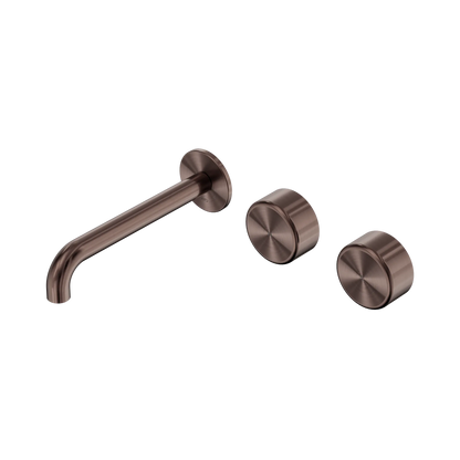 Serenity Wall Basin Set 185mm Offset Spout With Metal Handle Brushed Bronze