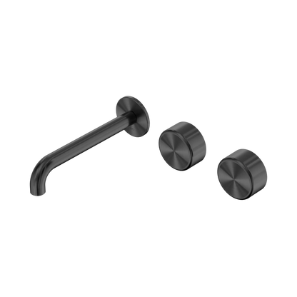 Serenity Wall Basin Set 185mm Offset Spout With Metal Handle Gun Metal