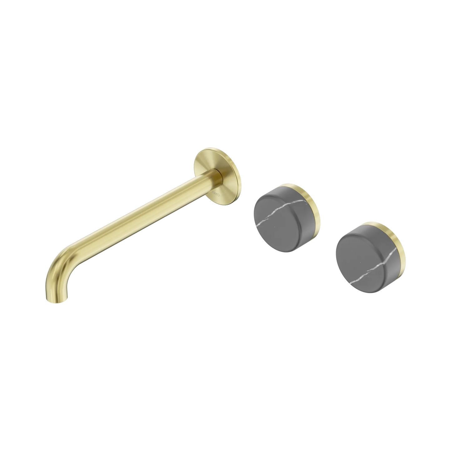 Serenity Wall Basin Set 220mm Offset Spout With Carrara Handle Brushed Gold