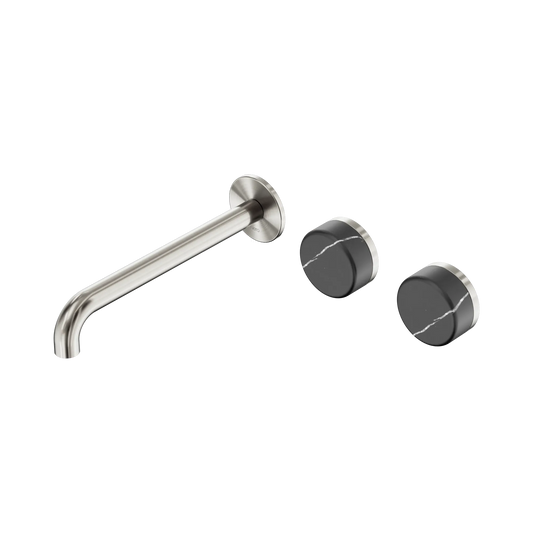 Serenity Wall Basin Set 220mm Offset Spout With Carrara Handle Brushed Nickel