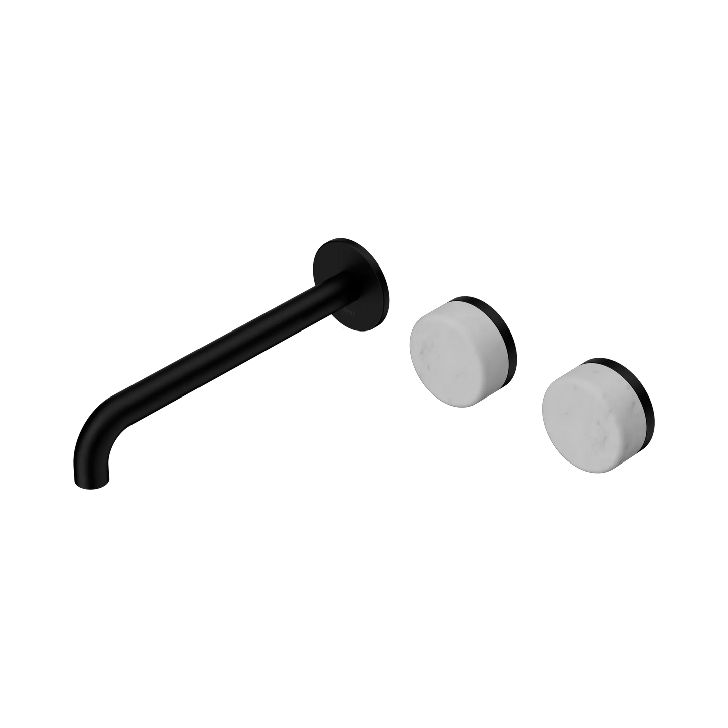 Serenity Wall Basin Set 220mm Offset Spout With Carrara Handle Matte Black