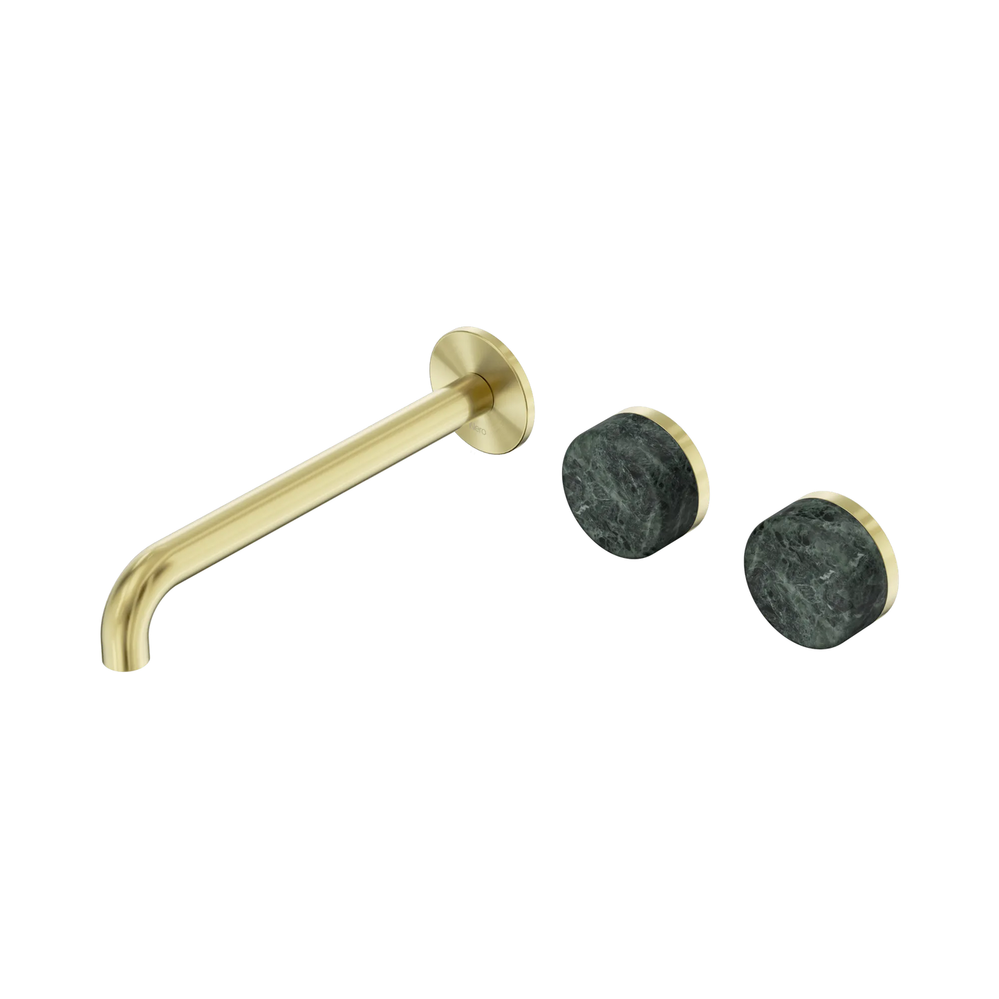 Serenity Wall Basin Set 220mm Offset Spout With Verde Alpi Handle Brushed Gold