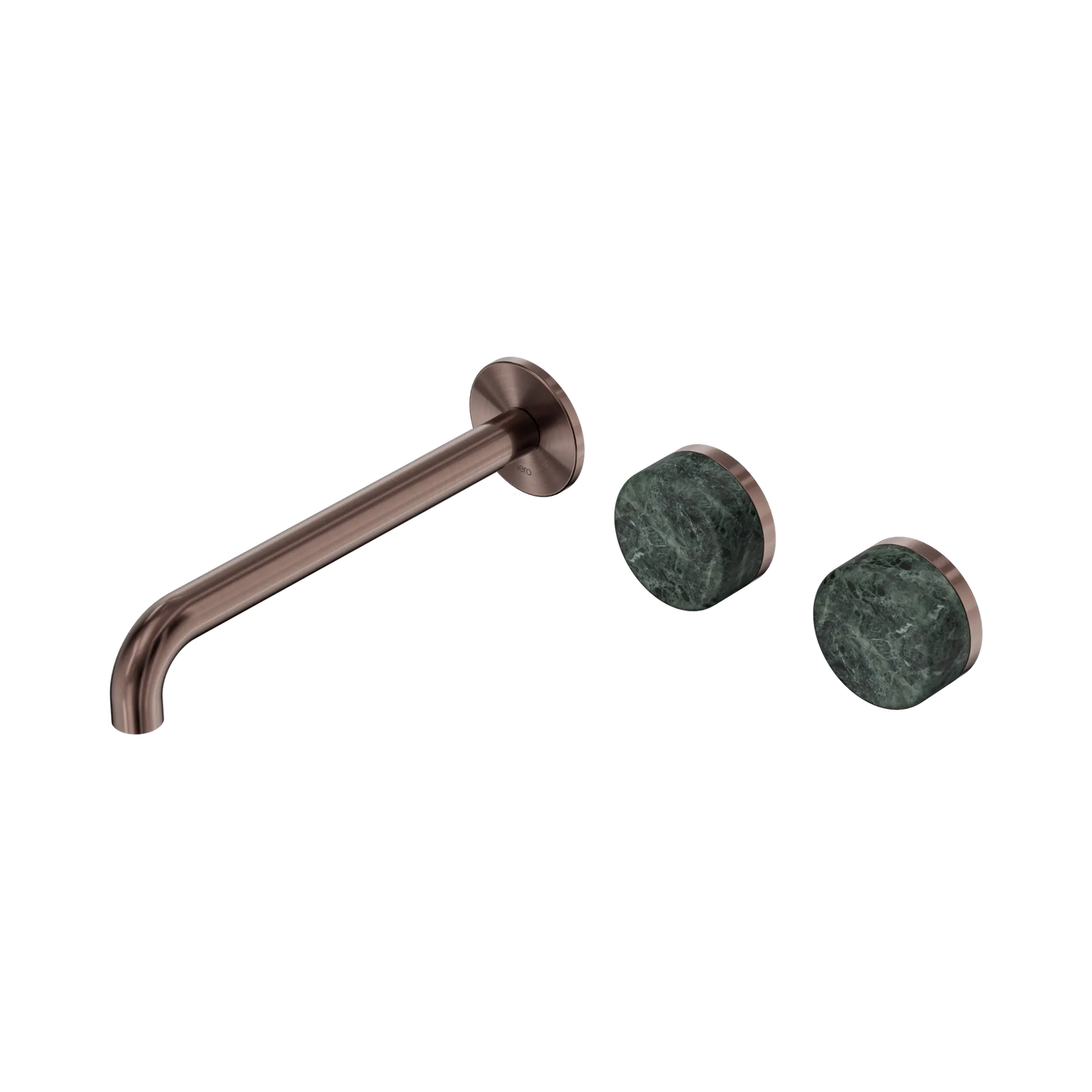 Serenity Wall Basin Set 220mm Offset Spout With Verde Alpi Handle Brushed Bronze