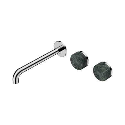 Serenity Wall Basin Set 220mm Offset Spout With Verde Alpi Handle Chrome