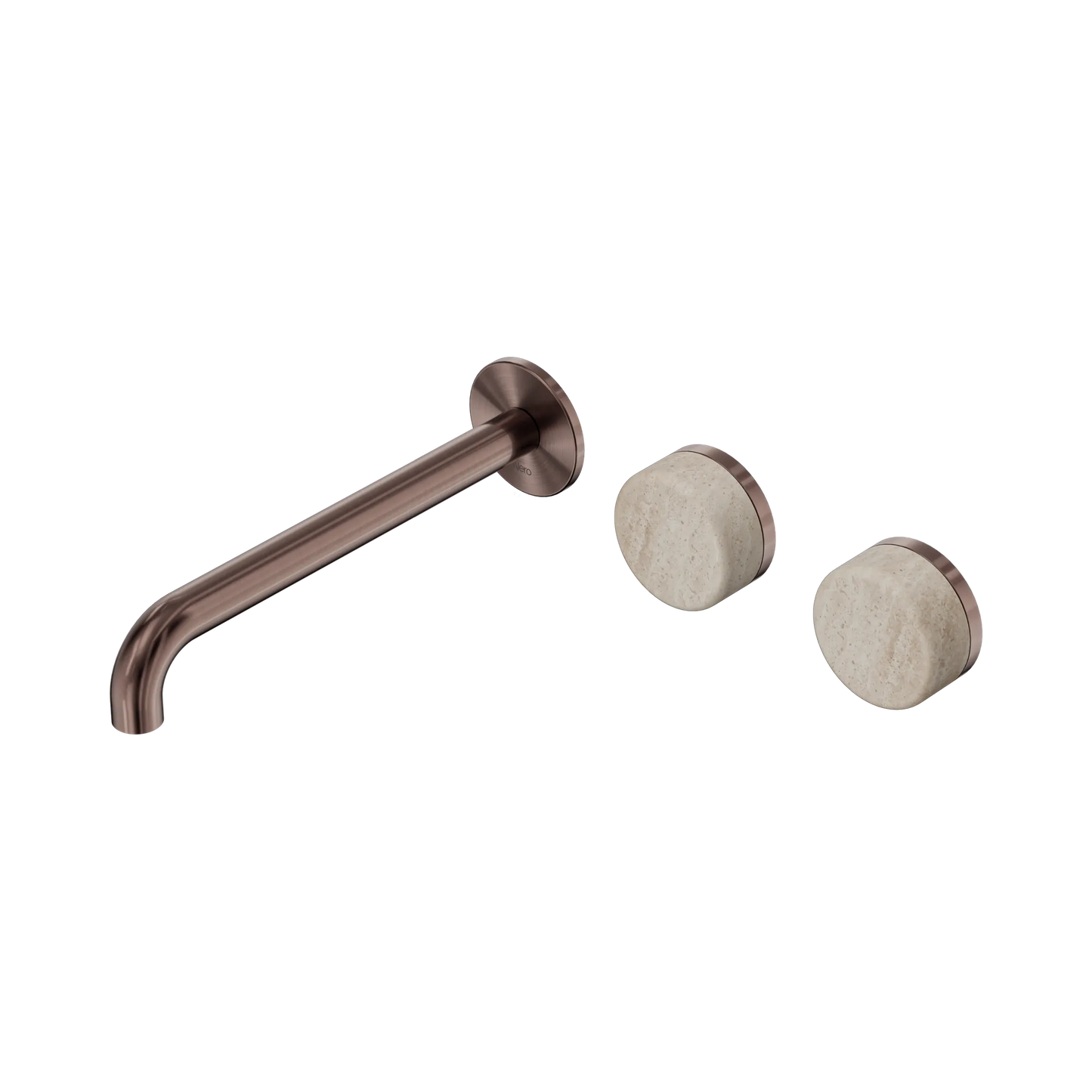 Serenity Wall Basin Set 220mm Offset Spout With Rome Travertine Handle Brushed Bronze