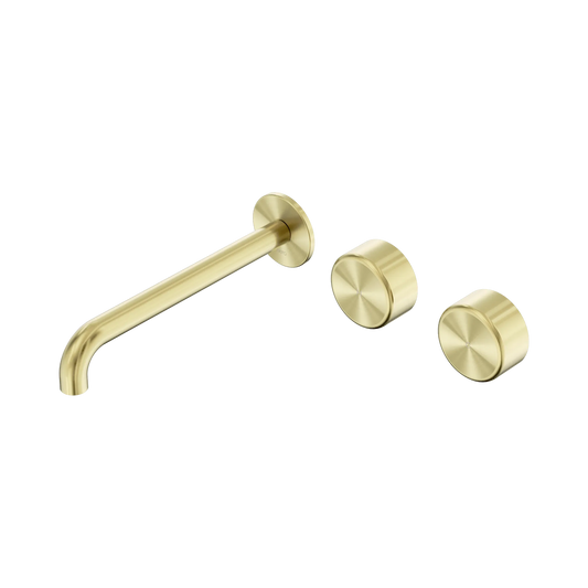 Serenity Wall Basin Set 220mm Offset Spout With Metal Handle Brushed Gold