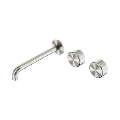 Serenity Wall Basin Set 220mm Offset Spout With Metal Handle Brushed Nickel