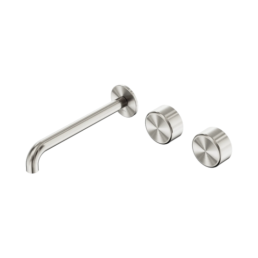 Serenity Wall Basin Set 220mm Offset Spout With Metal Handle Brushed Nickel