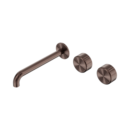 Serenity Wall Basin Set 220mm Offset Spout With Metal Handle Brushed Bronze