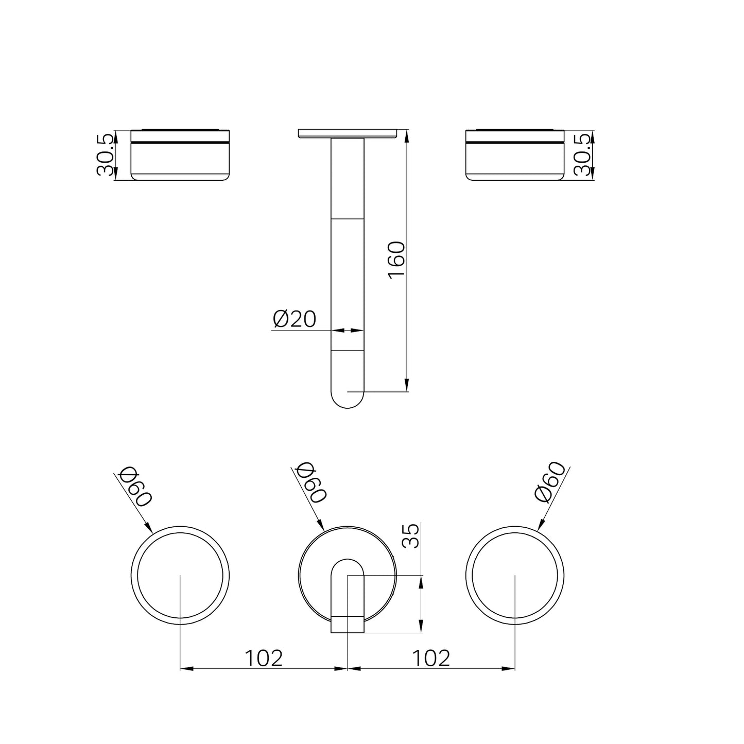 Serenity Wall Basin Set 160mm Spout With Verde Alpi Handle Trim Kit Only Brushed Gold
