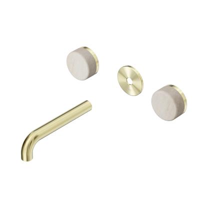 Serenity Wall Basin Set 160mm Spout With Rome Travertine Handle Trim Kit Only Brushed Gold