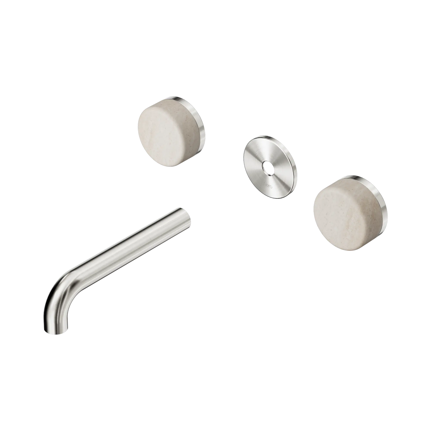 Serenity Wall Basin Set 160mm Spout With Rome Travertine Handle Trim Kit Only Brushed Nickel