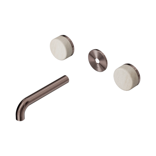 Serenity Wall Basin Set 160mm Spout With Rome Travertine Handle Trim Kit Only Brushed Bronze