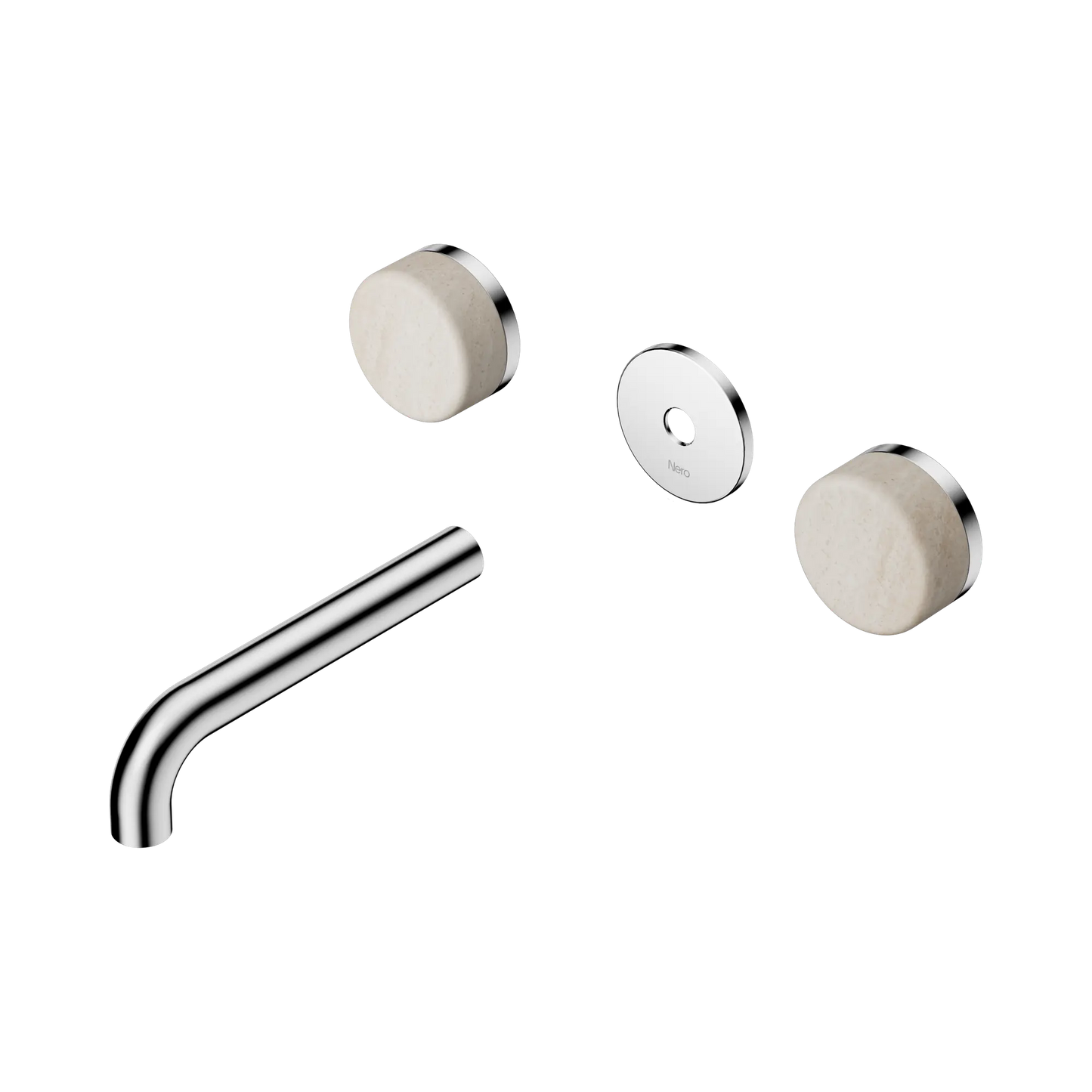 Serenity Wall Basin Set 160mm Spout With Rome Travertine Handle Trim Kit Only Chrome