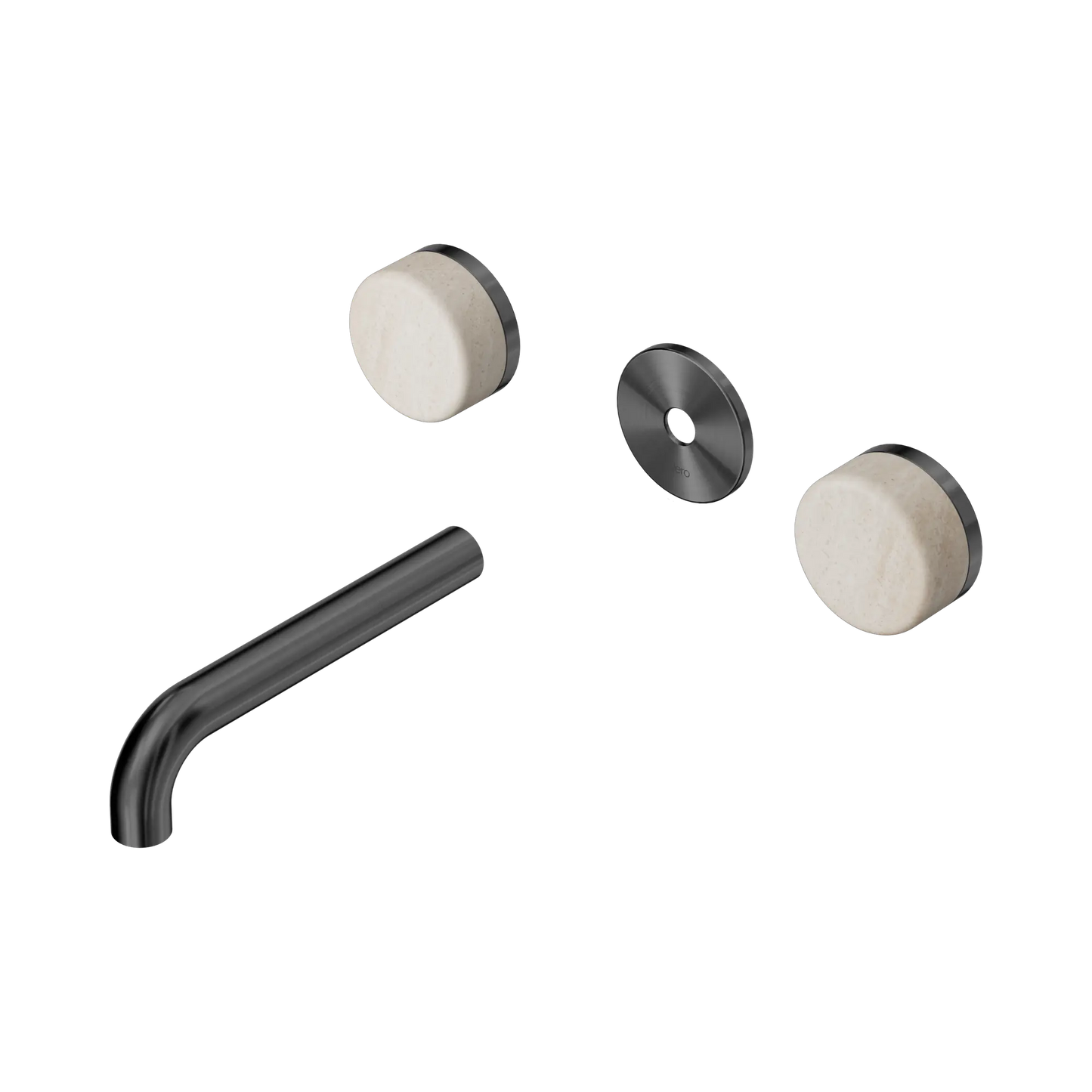 Serenity Wall Basin Set 160mm Spout With Rome Travertine Handle Trim Kit Only Gun Metal