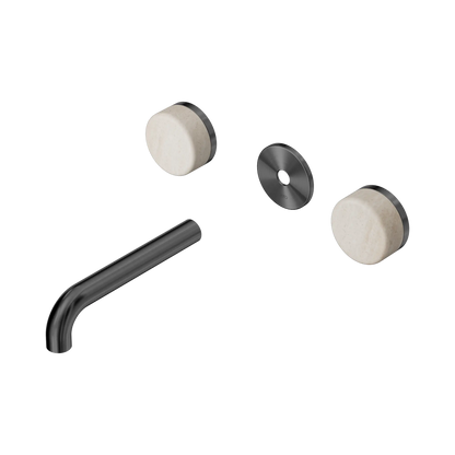 Serenity Wall Basin Set 160mm Spout With Rome Travertine Handle Trim Kit Only Gun Metal