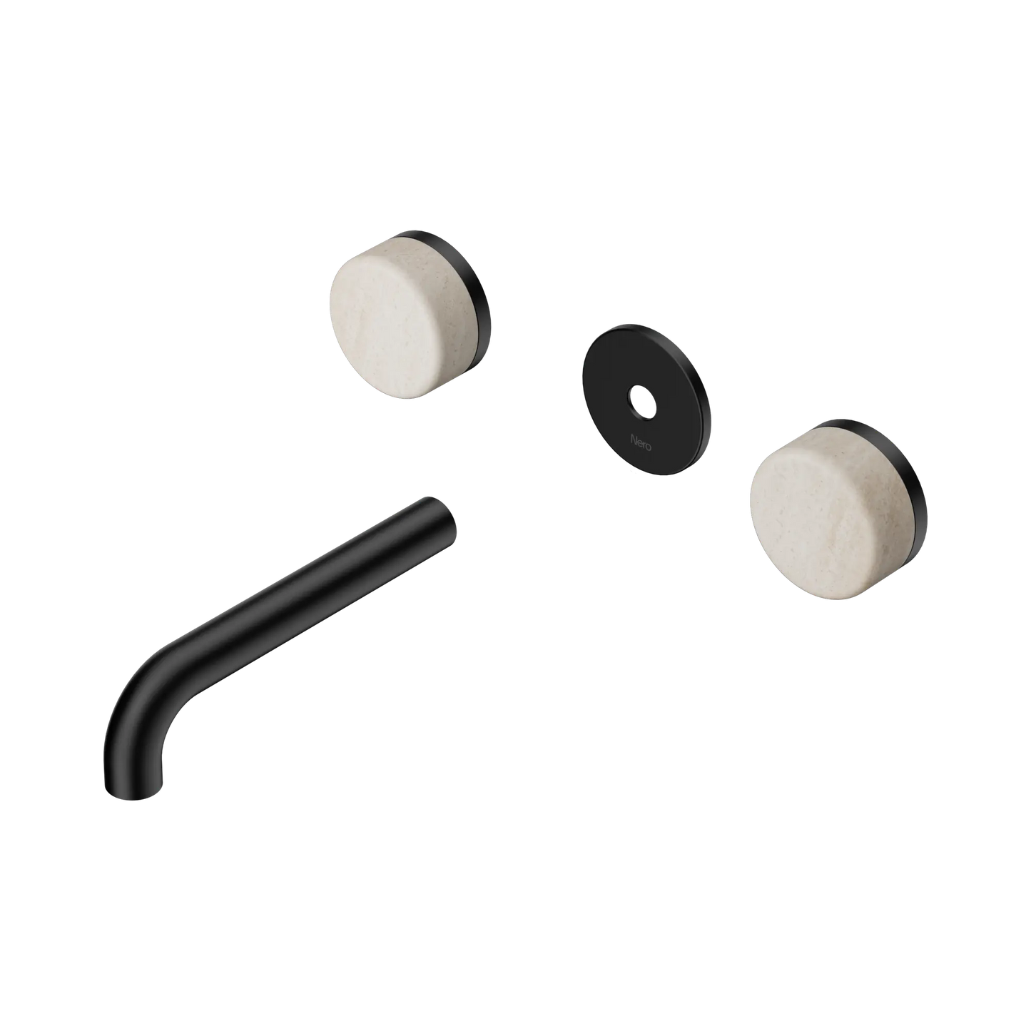Serenity Wall Basin Set 160mm Spout With Rome Travertine Handle Trim Kit Only Matte Black