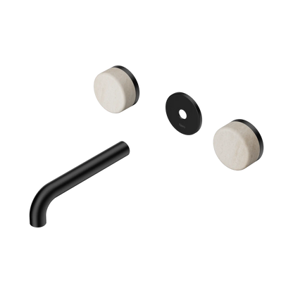 Serenity Wall Basin Set 160mm Spout With Rome Travertine Handle Trim Kit Only Matte Black