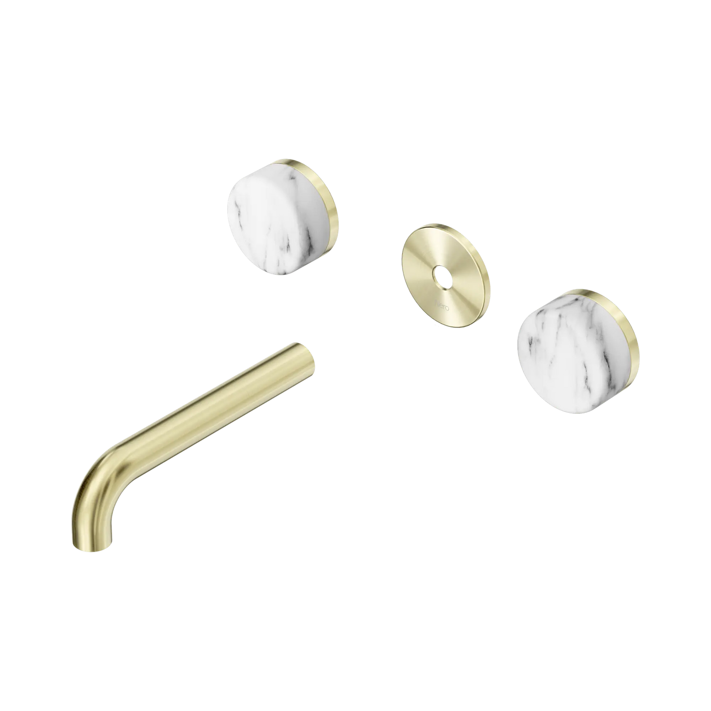 Serenity Wall Basin Set 160mm Spout With Arabescato Corchia Handle Trim Kit Only Brushed Gold