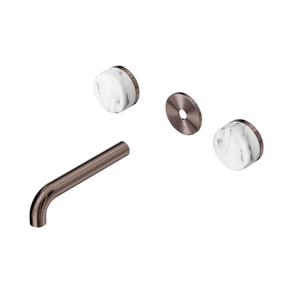 Serenity Wall Basin Set 160mm Spout With Arabescato Corchia Handle Trim Kit Only Brushed Bronze