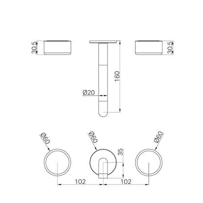 Serenity Wall Basin Set 160mm Spout With Metal Handle Trim Kit Only Brushed Gold