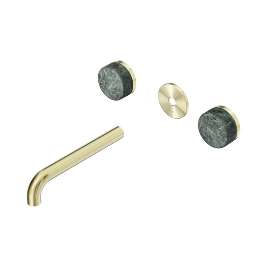 Serenity Wall Basin Set 185mm Spout With Verde Alpi Handle Trim Kit Only Brushed Gold