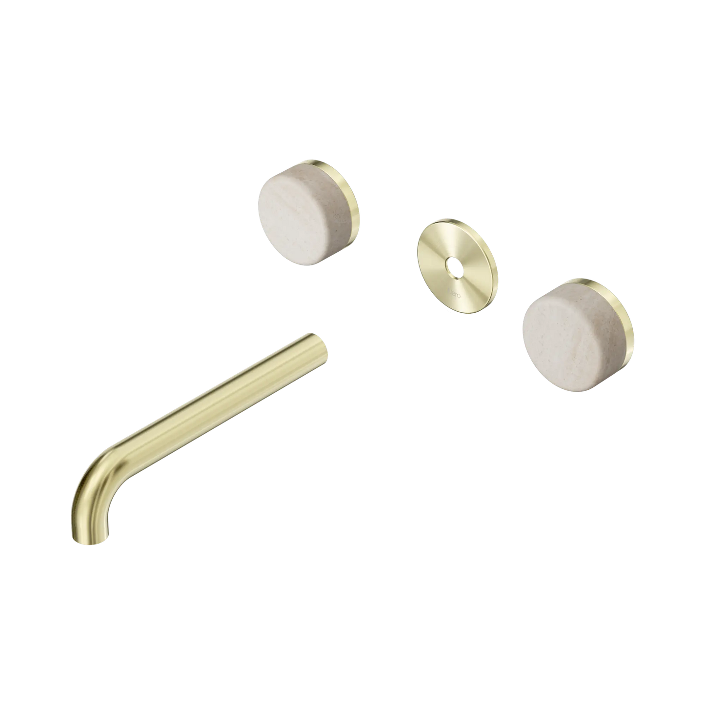 Serenity Wall Basin Set 185mm Spout With Rome Travertine Handle Trim Kit Only Brushed Gold