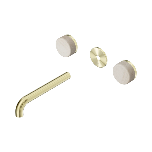 Serenity Wall Basin Set 185mm Spout With Rome Travertine Handle Trim Kit Only Brushed Gold