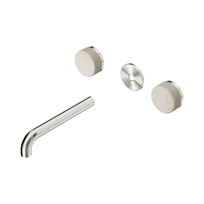 Serenity Wall Basin Set 185mm Spout With Rome Travertine Handle Trim Kit Only Brushed Nickel