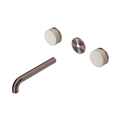Serenity Wall Basin Set 185mm Spout With Rome Travertine Handle Trim Kit Only Brushed Bronze