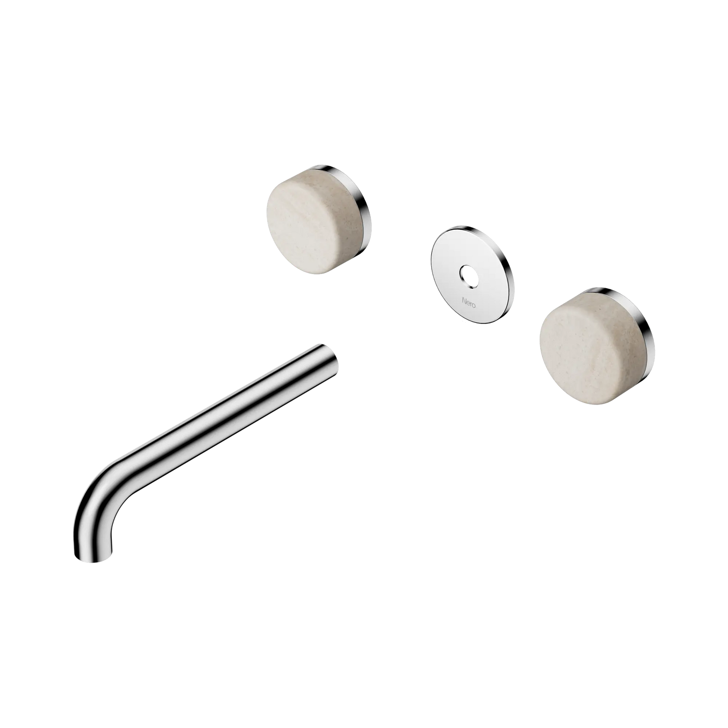 Serenity Wall Basin Set 185mm Spout With Rome Travertine Handle Trim Kit Only Chrome