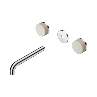 Serenity Wall Basin Set 185mm Spout With Rome Travertine Handle Trim Kit Only Chrome