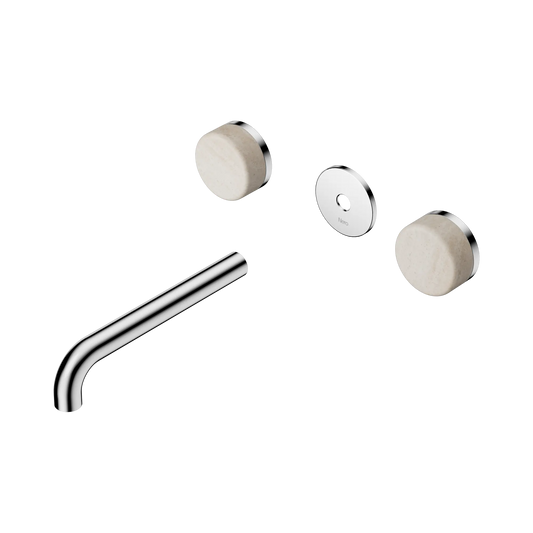 Serenity Wall Basin Set 185mm Spout With Rome Travertine Handle Trim Kit Only Chrome