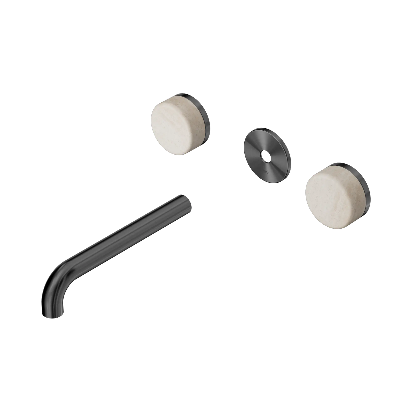 Serenity Wall Basin Set 185mm Spout With Rome Travertine Handle Trim Kit Only Gun Metal