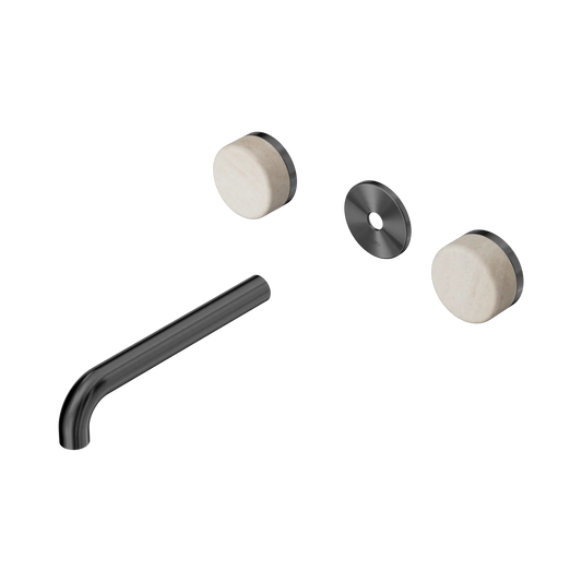 Serenity Wall Basin Set 185mm Spout With Rome Travertine Handle Trim Kit Only Gun Metal