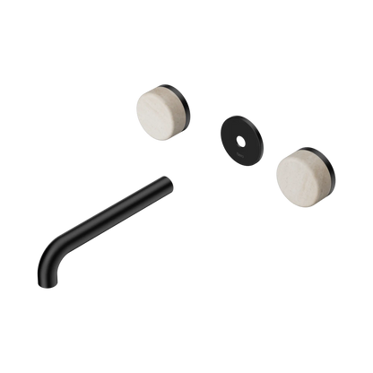 Serenity Wall Basin Set 185mm Spout With Rome Travertine Handle Trim Kit Only Matte Black